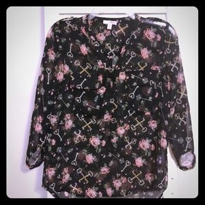 Bongo black long sleeve🌹 & key print